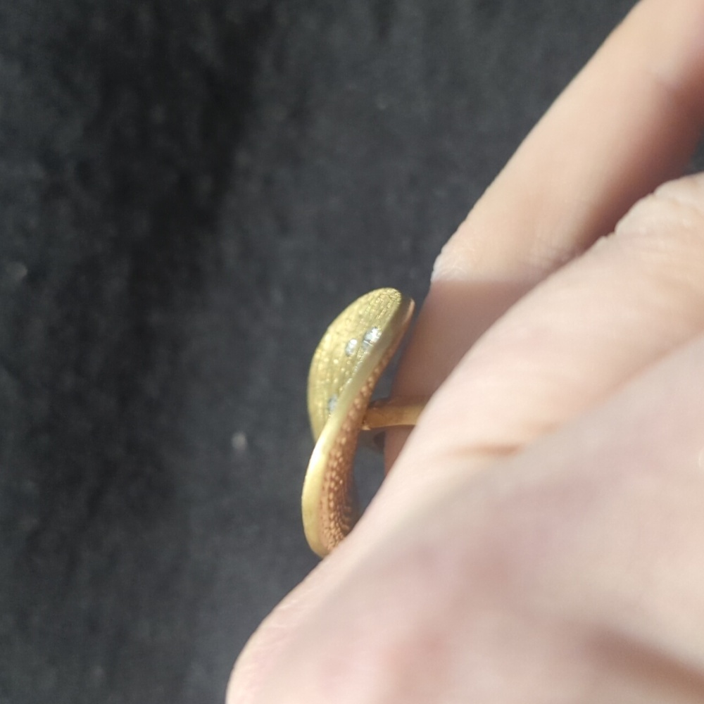 Solid Brass Clear Cz Oversized Chunky Disc Statem… - image 3